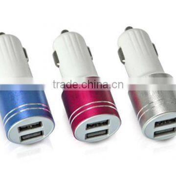 Alloy shell usb car charger 2 output port