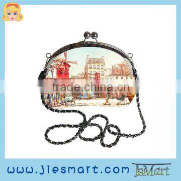 JSMART artwork sublimation printing shoulder bag metal frame