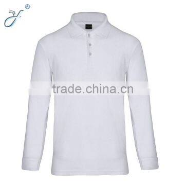 High Quality CVC White Men's Long Sleeve Polo Shirt