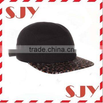 Custom Made Leopart Suede Flat Bill 5 Panel Baseball Cap photo-2