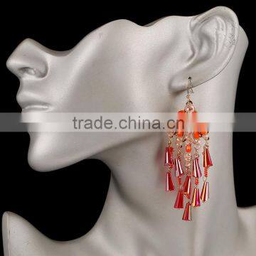 Young Girls Wear Boho Style Glass Crystal With Chains Tassel Double Sided Earrings photo-3