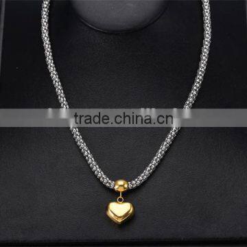 Fashion Accessories Latest Silver Stainless Steel Chain Gold Heart Pendant Necklace photo-4