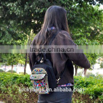 Delicate Ethnic Embroidery Girls' Backpack Bag/Ladies Shoulder Bag Fashion Canvas Beauty Bags Backpack