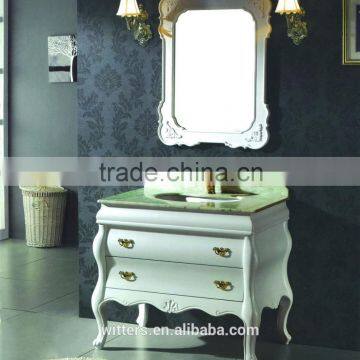 WTS-1522 40'' Modern Neoclassical Wooden White Double Sink Marble Top Bathroom Cabinet photo-3