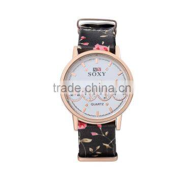 Fashion Leather Flower Watches Ladies Watch