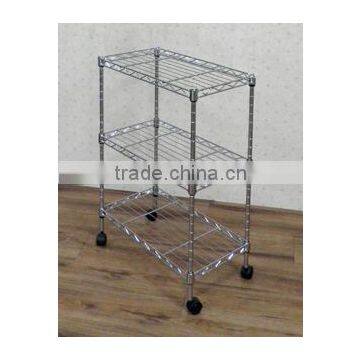 3 Tier Chrome Shelving Storage rolling Cart Metal Rack with wheels