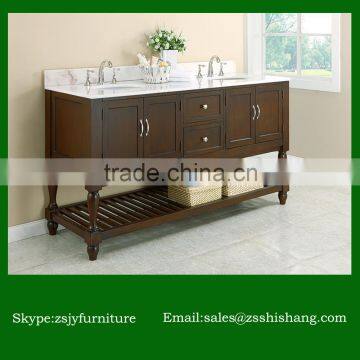 72 Inch Modern Solid Wood Bathroom Cabinet Furniture with Natural Marble Top