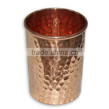 Pure Copper Tumbler Glass Drink ware Bar and Kitchen Accessory Candle Jar Hammered