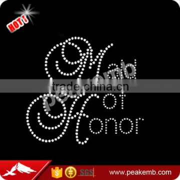 Iron on Script Fancy Font Iron on Crystal Maid of Honor Rhinestone Motif Design for Women Dressing