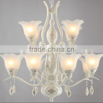 Metal Body In White Powder Coating With Twelve Glass Lampshades Pendant Light Modern Pendant Lamp