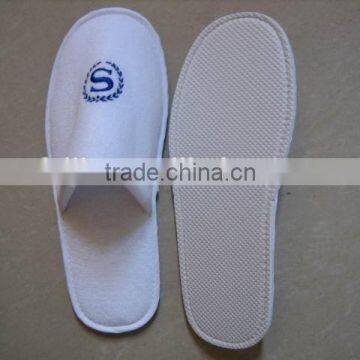 Cheap Blue Embroidery Close Toe Hotel Velour Slippers