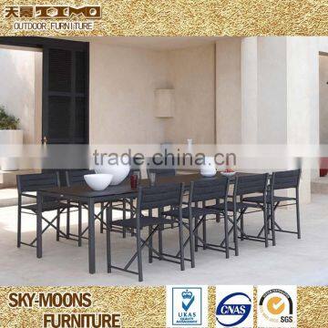 luxury garden outdoor stainless steel furniture design 6 chairs with 1 table design furniture(ATC005)
