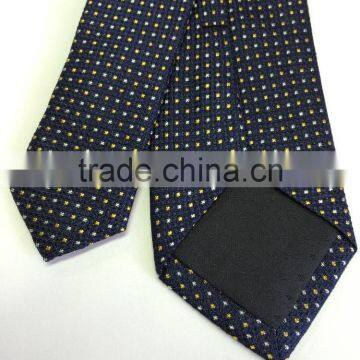 Men's blue\yellow\navy 100% silk tie with dot design