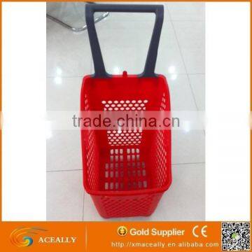 Shopping Mesh Plastic Supermarket Rolling Plastic Basket