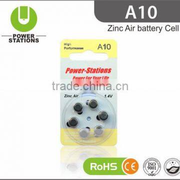 1.4V A10 hearing aids zinc air battery