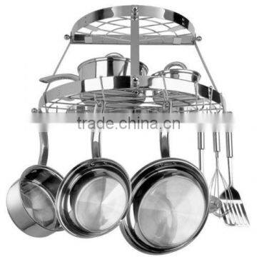 Spinner Hanging Metal Wall Mount Pot Rack Kitchen Shelf