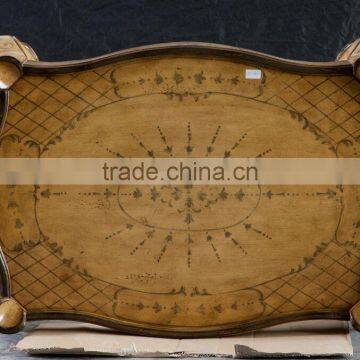 Vintage Style Living Room Coffee Table With Hand Painted, Leisure Wooden Curio Side Table photo-2