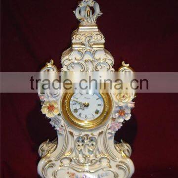 Ancient European Unique Floral Design Ceramic Table Clock, Lovely Kids Play Around Desk Clock, Ceramic Enamel Decorative Art photo-4