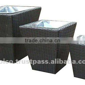 3Pcs Square PE Rattan Garden Flower Planter 2012