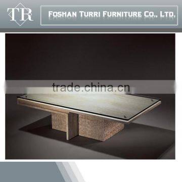 modern tempered glass top marble base center rectangle coffee table