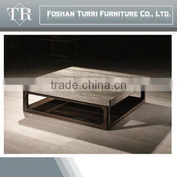 Italian Wood Fancy Travertine Top Side Table photo-3