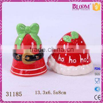 Christmas bell desgin ceramic salt pepper shaker