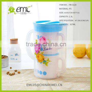 Set of 3 Pcs Double Layers PP Cold Water Teapot Jug Plastic Kettle photo-5