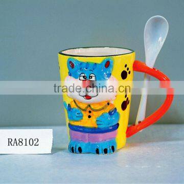 promotional ceramic tiger mug with spoon