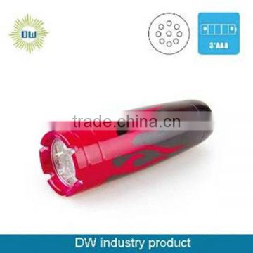 9 LED mini fire print led flashlight torch