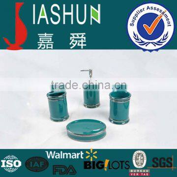 Dark Green Glaze With Mixed Silver Edge Bathroom Accessory Set Dolomite