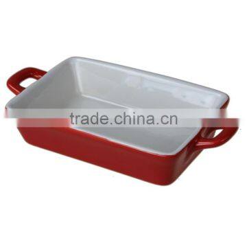 7.5"red color rect ceramic french bakeware