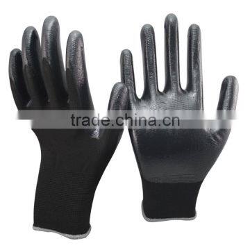 NMSAFETY 13 gauge black nitrile dipped working protective safety glove