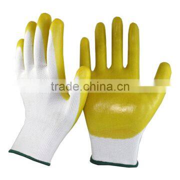 NMSAFETY good quality 13 gauge nylon liner dip yellow PVC industrial safety wrok gloves