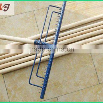 32 Teeth Metal Rake Natural Wooden Garden Rake Handle photo-2
