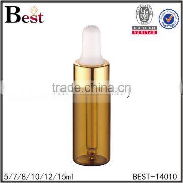 Cosmetic 5ml 10ml 12ml 15ml Amber Empty Essential Oil Bottle Perfume Glass Golden Aluminum Dropper Perfume Glass Bottle Factory photo-4