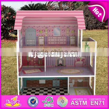 New Design 3 Floor Toddlers Pretend Toys Wooden Miniatures and Dollhouse W06A234 photo-4