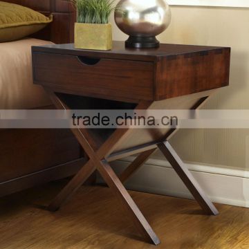 Bedside Panama Cross Legs Brown Mahogany Wood Furniture