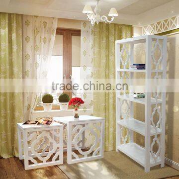 Bookcase Modern White Colour Mahogany Wood Furniture