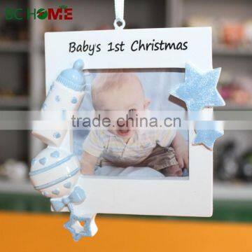 Hanging resin photo frame baby first christmas