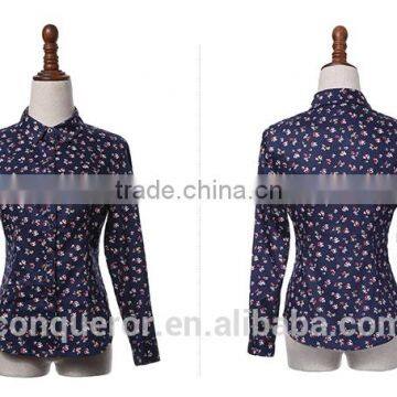Idyllic Style Floral Printed Long Sleeve Cotton Shirt For Ladies photo-6