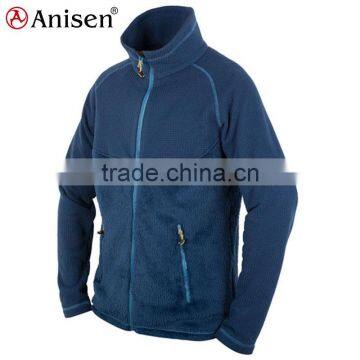 patchwork windproof warm men zipper up stand collar reglan sleeve fleece jacket