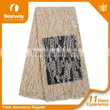 Plain Color African Lace Fabrics Fancy Beautiful Embroidered Dress French Lace With Big Beads FL0248 photo-3
