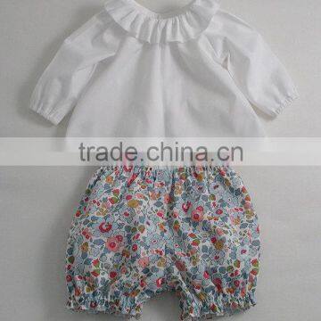 Wholesale Baby Girl Set White top and Printed shorts Import Baby Clothes China