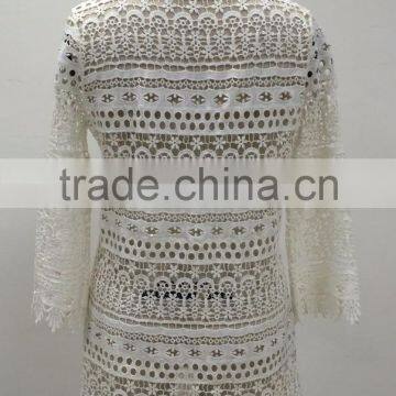 Wholesale Lady's Fashion Crochet Cotton Long Sleeve Summer Beach Kaftan Top Casual Style photo-3