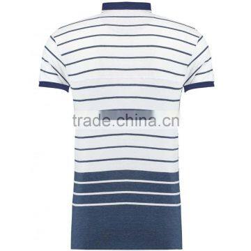 MGOO 100% Cotton Pique White Woven Stripe Polo Blue Tie Dye Color Short Sleeves Custom Polo photo-2