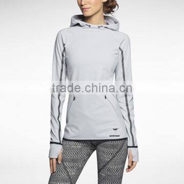 2014 Stretchy Pullover Womens Running Hoodie