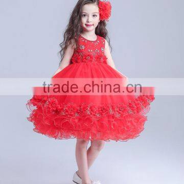 2017 Latest Dress Designs in Pakistan Made in China Dance Frock Red Rhinestone Dresses photo-4