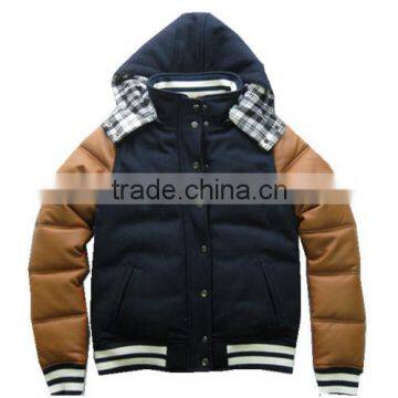 Padding jacket,joint fabric design, hoodie outwear sportwear