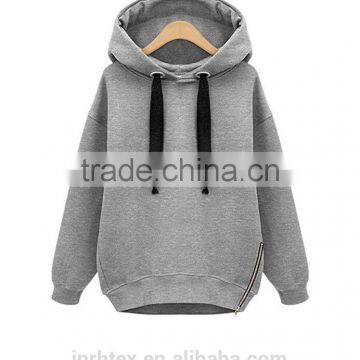 Women 100% Polyester Plain no Design Hoodies With Zipper photo-2