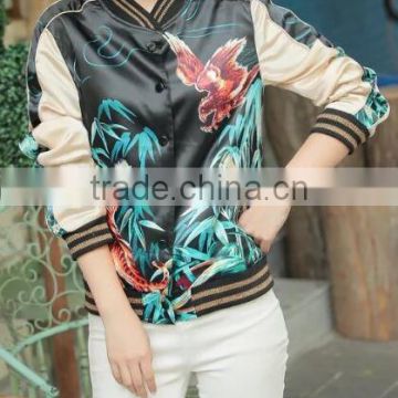 Runwaylover EY0981C fashion custom digital print baseball autumn winter woman jacket floral